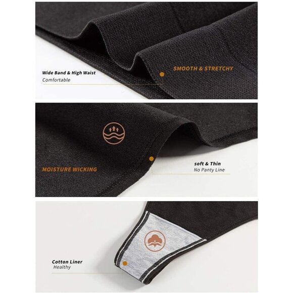 Women's Seamless Thong Panties Breathable Cotton Liner High Waist Underwear - Picture 6 of 6